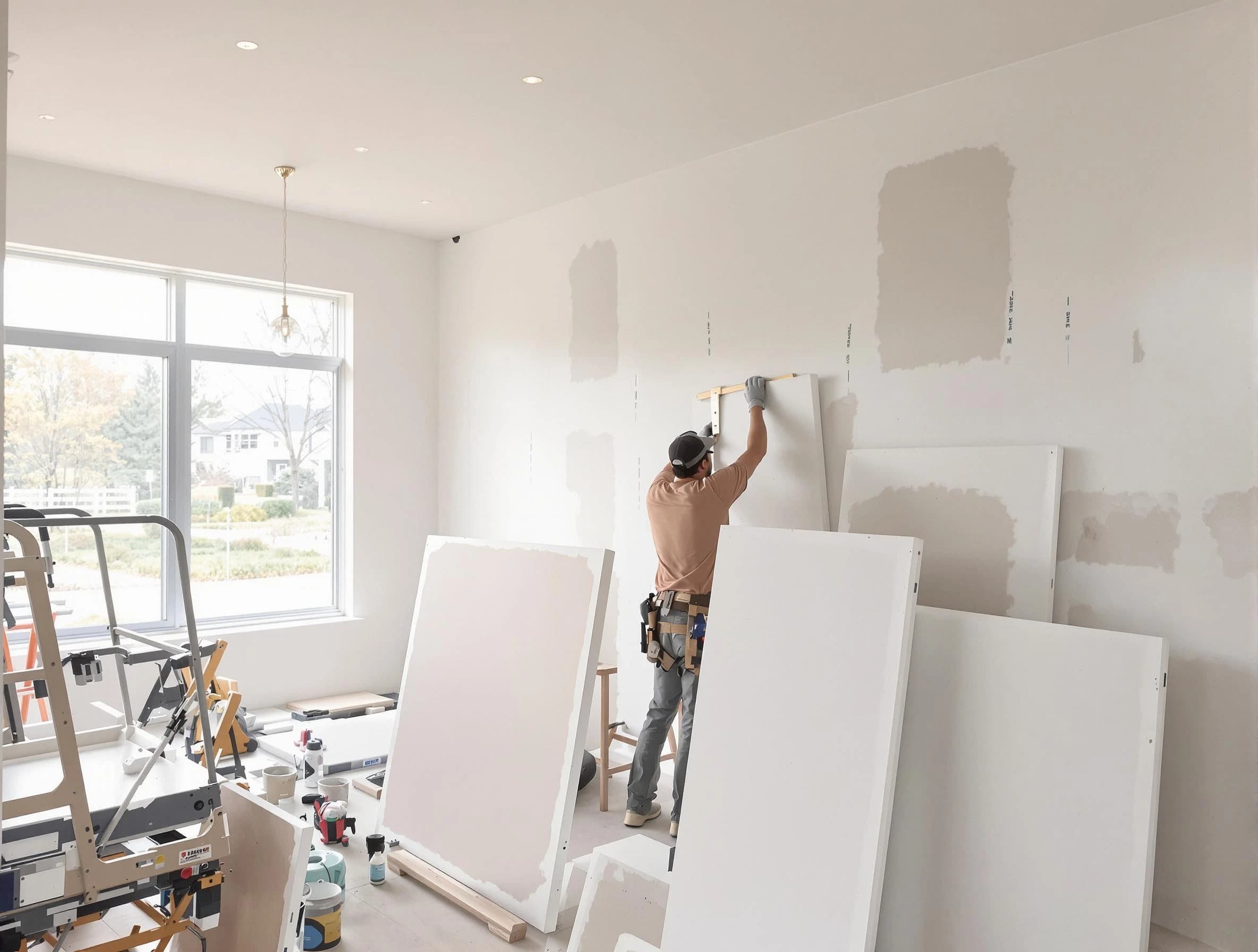 Cleveland House Painters precisely hanging drywall sheets in Cleveland, OH