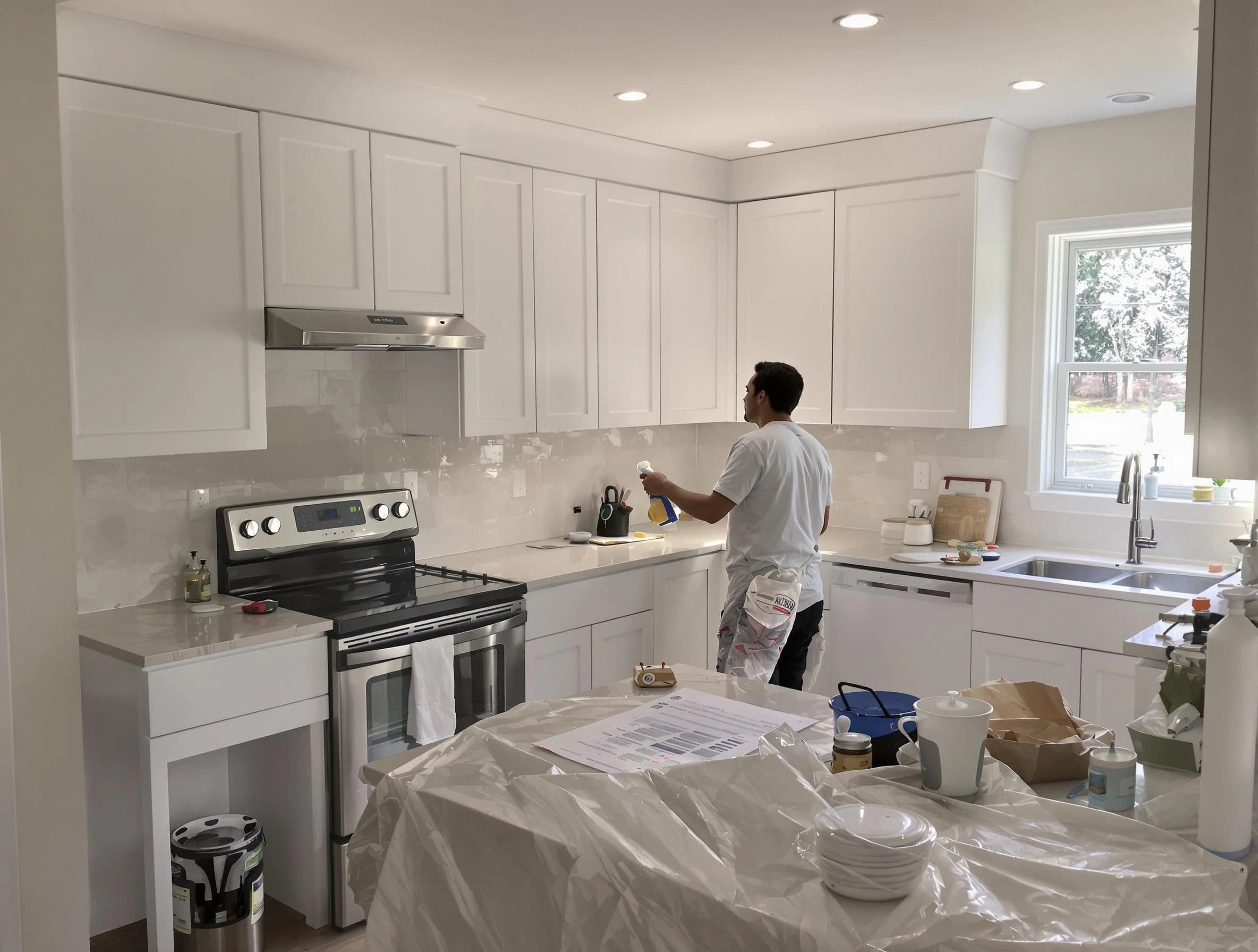 Cleveland House Painters performing detailed kitchen painting in Cleveland